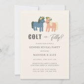 Colt or Filly Cute Horse Theme Gender Reveal Party Kaart (Voorkant)