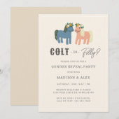 Colt or Filly Cute Horse Theme Gender Reveal Party Kaart (Voorkant / Achterkant)