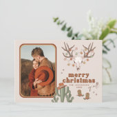 COLT Retro Cactus Cowboy Foto Kerstkaart Kaart (Staand voorkant)