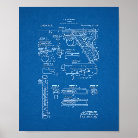 Colt Woodsman Firearm Patent - Blauwdruk Poster (Voorkant)