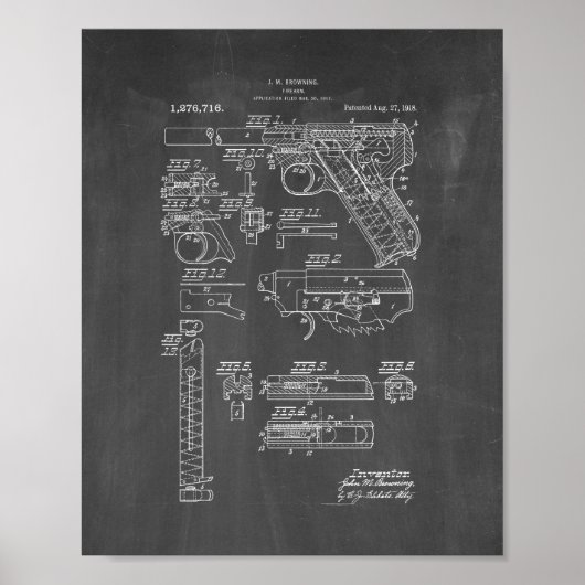 Colt Woodsman Firearm Patent - Chalkboard Poster (Voorkant)