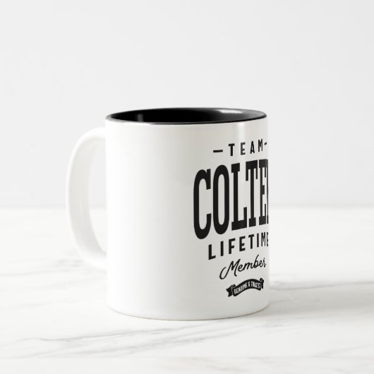 Colter Lifetime lid Persoonlijke naam Colter Tweekleurige Koffiemok (Voorkant links)