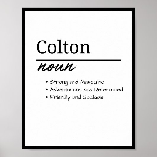 Colton, Jongen Gepersonaliseerde Naamdefinitie Poster (Voorkant)