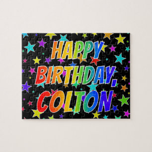 "COLTON" voornaam, geun "HAPPY BIRTHDAY" Legpuzzel