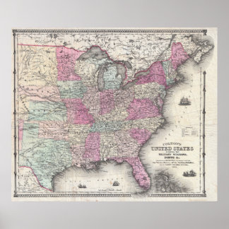 Colton's Burgeroorlog Kaart Poster