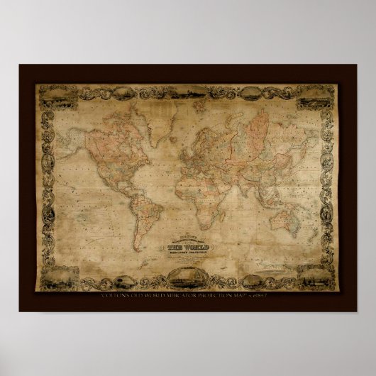 COLTONS Old World Map c1847 Poster (Voorkant)