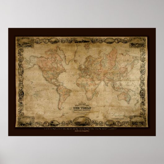 COLTONS Old World Map (c 1847) Art Poster (Voorkant)