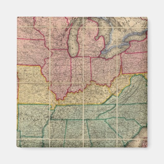Colton's Railroadand County Map, Verenigde Staten Magneet (Voorkant)