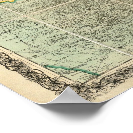 Colton's Railroadand County Map, Verenigde Staten Poster (Hoek)