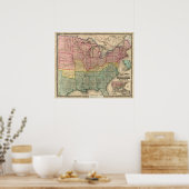 Colton's Railroadand County Map, Verenigde Staten Poster (Keuken)