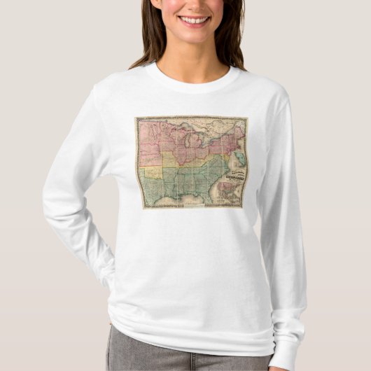 Colton's Railroadand County Map, Verenigde Staten T-shirt (Voorkant)