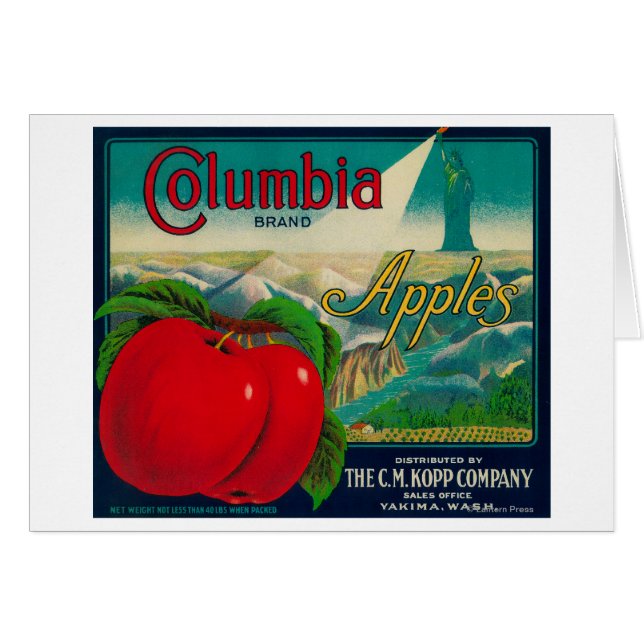 Columbia Apple Crate LabelYakima, WA (Voorkant Horizontaal)