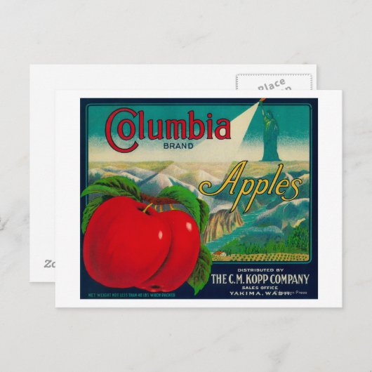 Columbia Apple Crate LabelYakima, WA Briefkaart (Voorkant / Achterkant)
