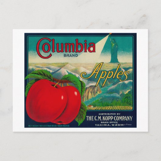 Columbia Apple Crate LabelYakima, WA Briefkaart (Voorkant)