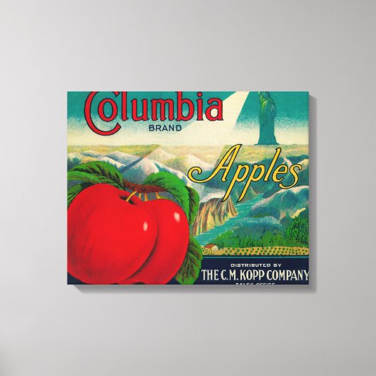 Columbia Apple Crate LabelYakima, WA Canvas Afdruk (Voorkant)