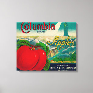 Columbia Apple Crate LabelYakima, WA Canvas Afdruk