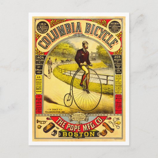 Columbia Bicycle  Advertentie Briefkaart (Voorkant)