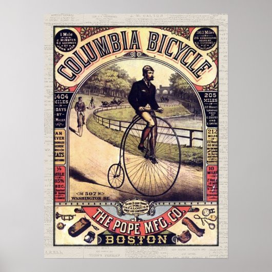 Columbia Bicycle  Cyclist Poster (Voorkant)