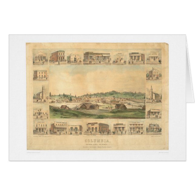 Columbia, CA. Panoramische kaart 1855 (0441A) (Voorkant Horizontaal)
