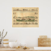 Columbia, CA. Panoramische kaart 1855 (0441A) Poster (Keuken)