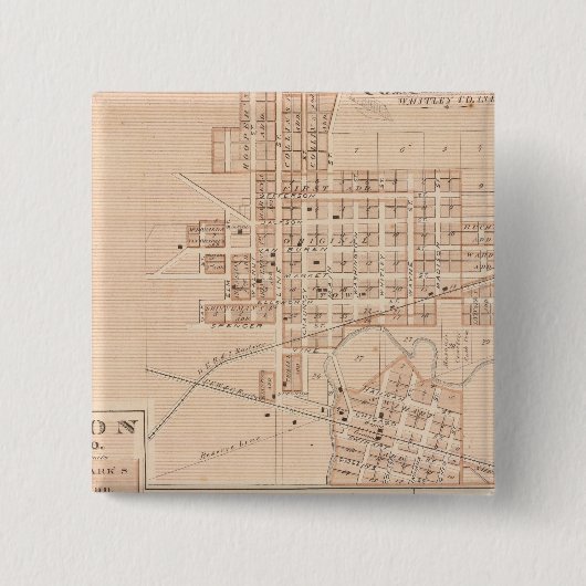 Columbia City, Whitley Co. Vierkante Button 5,1 Cm (Voorkant)