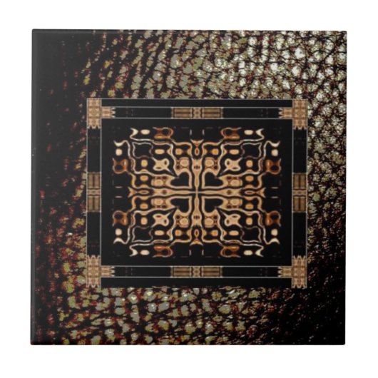 Columbia Cross Pattern Tegel/Expresso Faux Leather Tegeltje (Voorkant)