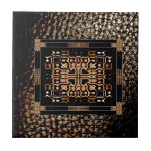 Columbia Cross Pattern Tile/Expresso Faux Leather Tegeltje