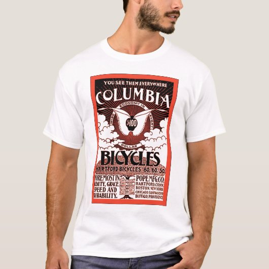 Columbia fietsen ~  fiets Adverteren T-shirt (Voorkant)