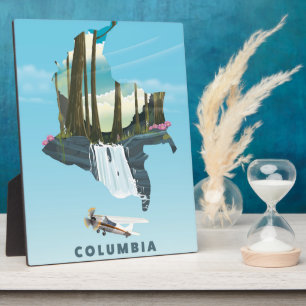 Columbia geïllustreerde kaart reisposter print. fotoplaat