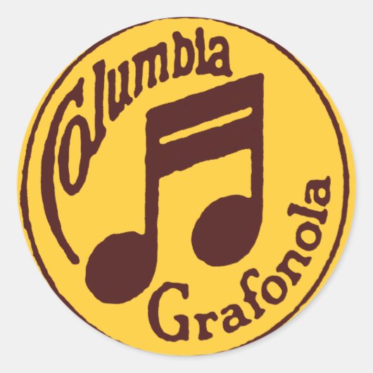 Columbia Grafonola Music Note Ronde Sticker (Voorkant)