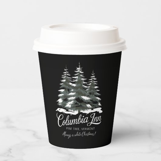 Columbia Inn Pine Tree Vermont A White Christmas Papieren Bekers (Voorkant)