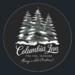 Columbia Inn Pine Tree Vermont A White Christmas Ronde Sticker<br><div class="desc">Columbia Inn Pine Tree Vermont A White Christmas</div>