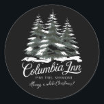 Columbia Inn Pine Tree Vermont A White Christmas Ronde Sticker<br><div class="desc">Columbia Inn Pine Tree Vermont A White Christmas</div>