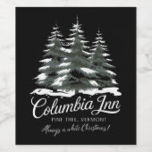 Columbia Inn Pine Tree Vermont A White Christmas Wijn Etiket (Enkel label)