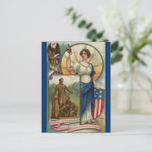 Columbia met Phrygiaans Pet, Shield & Eagle Briefkaart (Staand voorkant)