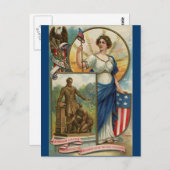 Columbia met Phrygiaans Pet, Shield & Eagle Briefkaart (Voorkant / Achterkant)