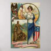 Columbia met Phrygiaans Pet, Shield & Eagle Poster (Voorkant)