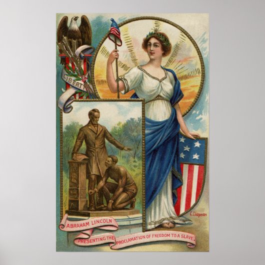 Columbia met Phrygiaans Pet, Shield & Eagle Poster (Voorkant)