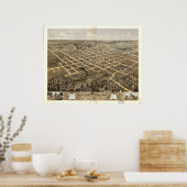 Columbia Missouri 1869 Antiek Panorama Poster (Keuken)