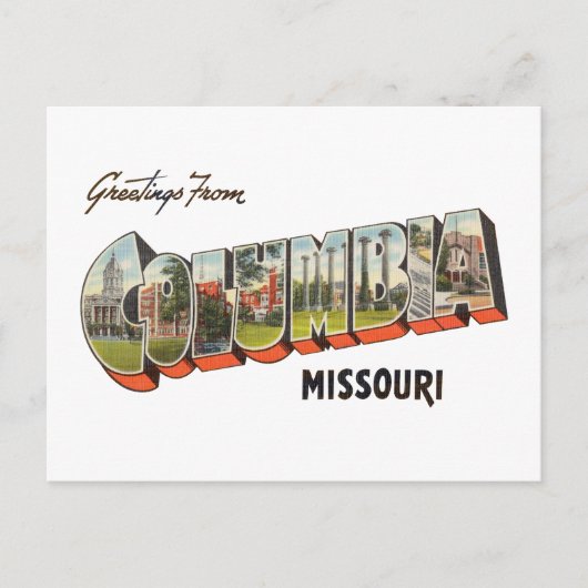 Columbia Missouri Briefkaart (Voorkant)