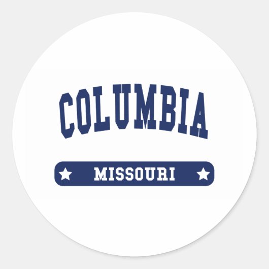 Columbia Missouri College Style-shirts Ronde Sticker (Voorkant)
