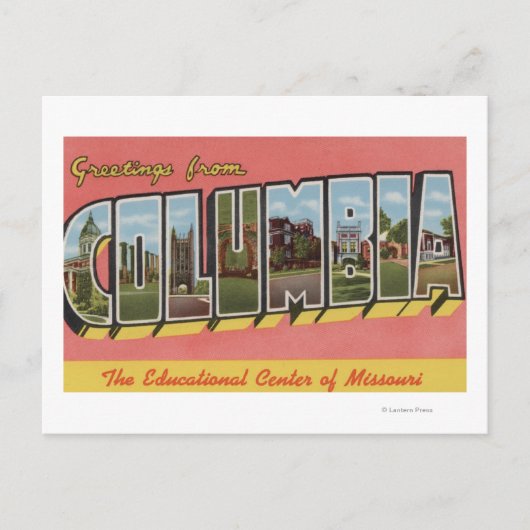 Columbia, Missouri - Grote letterscènes Briefkaart (Voorkant)