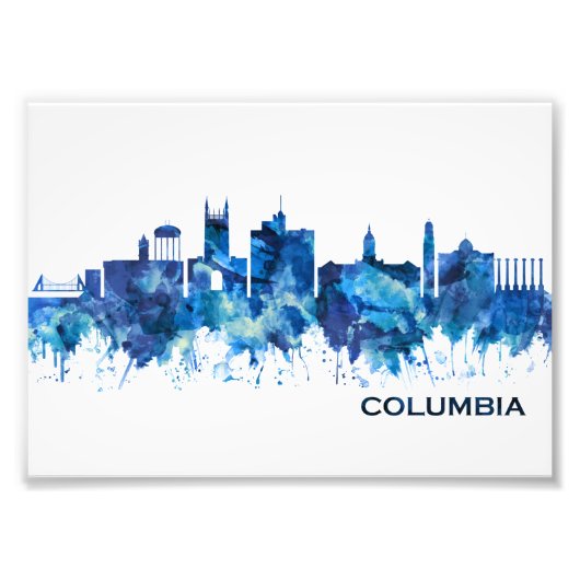 Columbia Missouri Skyline Blue Foto Afdruk (Voorkant)