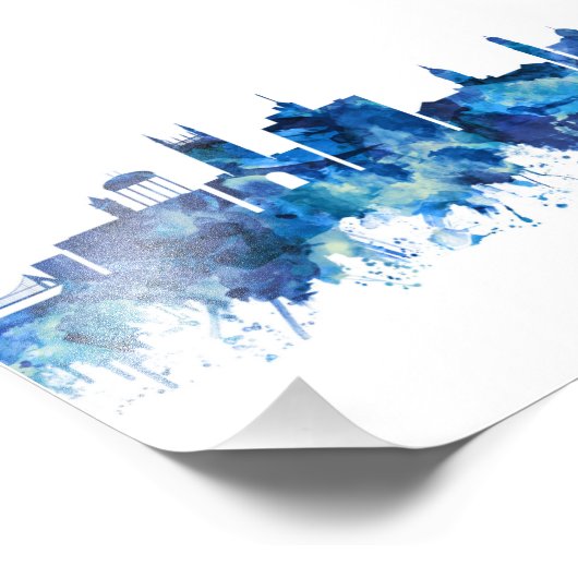 Columbia Missouri Skyline Blue Foto Afdruk (Hoek)