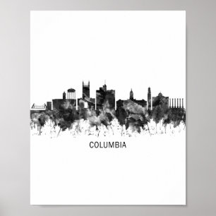 Columbia Missouri Skyline BW Poster