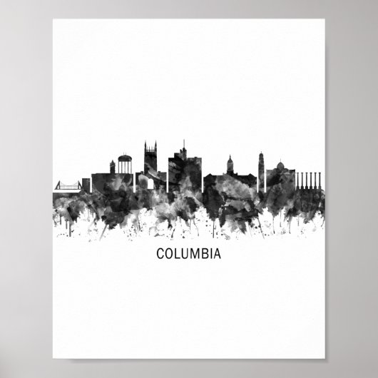 Columbia Missouri Skyline BW Poster (Voorkant)