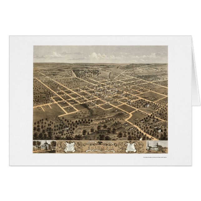 Columbia, MO Panorama Map - 1869 (Voorkant Horizontaal)