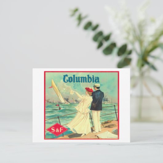 Columbia Oranje label Briefkaart (Staand voorkant)