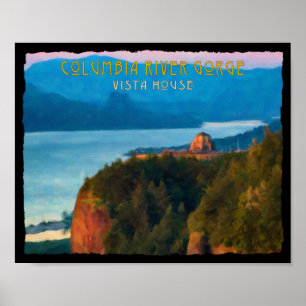 Columbia River Gorge en Vista House retro print
