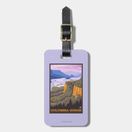 Columbia River Gorge Scene met Crown Point Bagagelabel (Voorkant verticaal)